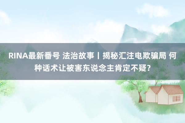 RINA最新番号 法治故事丨揭秘汇注电欺骗局 何种话术让被害东说念主肯定不疑？