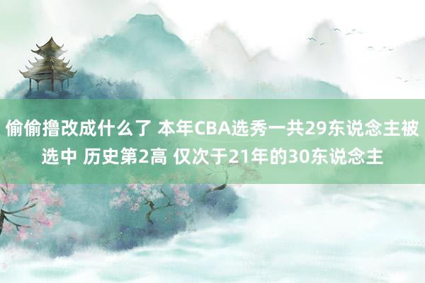 偷偷撸改成什么了 本年CBA选秀一共29东说念主被选中 历史第2高 仅次于21年的30东说念主