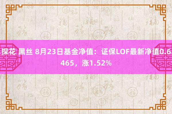 探花 黑丝 8月23日基金净值：证保LOF最新净值0.6465，涨1.52%