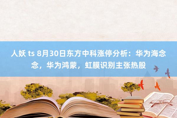 人妖 ts 8月30日东方中科涨停分析：华为海念念，华为鸿蒙，虹膜识别主张热股