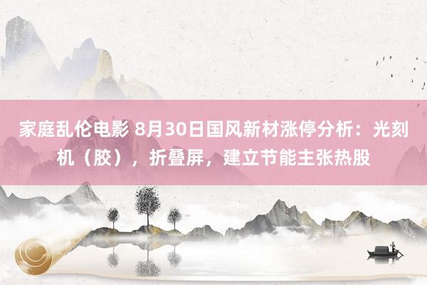 家庭乱伦电影 8月30日国风新材涨停分析：光刻机（胶），折叠屏，建立节能主张热股