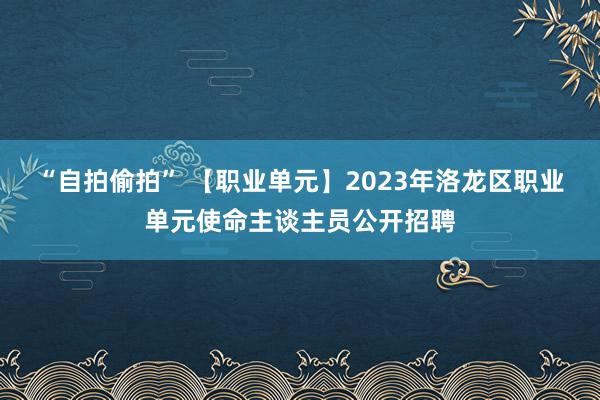 “自拍偷拍” 【职业单元】2023年洛龙区职业单元使命主谈主员公开招聘