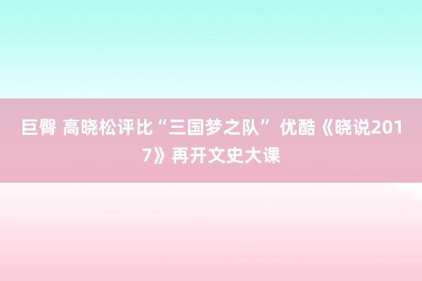 巨臀 高晓松评比“三国梦之队” 优酷《晓说2017》再开文史大课